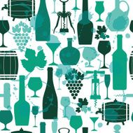 Wine seamless pattern in green colors N2