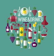 Wine set Icons vector illustration