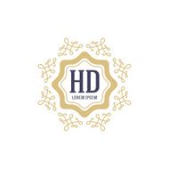 Elegant boutique logo with floral elements Ornate vector label