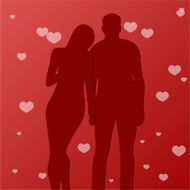 Illustration silhouette of lovers embracing N2