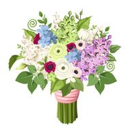 Bouquet of various flowers Vector eps-10