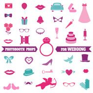 Wedding Party Set - Photobooth Props glasses hats mustaches N2