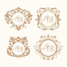 Set of elegant floral monograms
