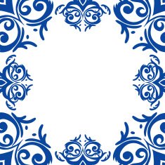 Vector blue frame border in damask baroque style