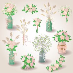 Set of Bouquets and Floral Elements N2