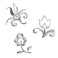 Sketch flowers decor ornament N2