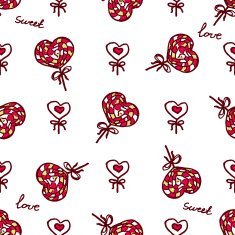 Seamless pattern with doodle heart shaped lollipops N2