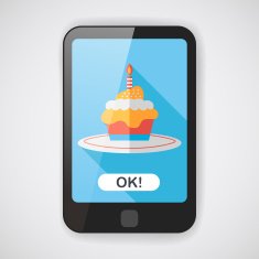 birthday cake flat icon with long shadow eps10 N9