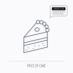 Piece of cake icon Sweet dessert sign N8