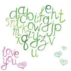 Hand drawn watercolor artistic font alphabet with punctuation marks