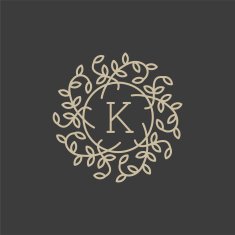 Floral monogram with letter K