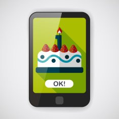 birthday cake flat icon with long shadow eps10 N20