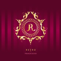 Monogram design elements Letter R Calligraphic elegant logo