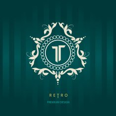 Monogram design elements Letter T Calligraphic elegant logo