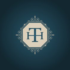 Flourishes calligraphic monogram emblem template N9