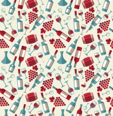 Wine seamless pattern with biootle and glass N2