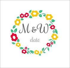 Vector flower circle wedding stamp with place for name of
