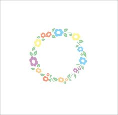 Vector flower different pastel color circle frame background N2