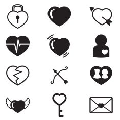 Hearts Lover Concept icons vector set of love signs N2