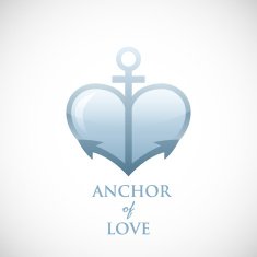 Anchor symbol of love vector blue icon N2