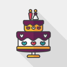 wedding cake flat icon with long shadow eps10 N17