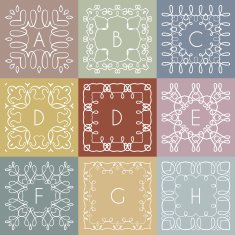 Collection of monochrome monogram design templates