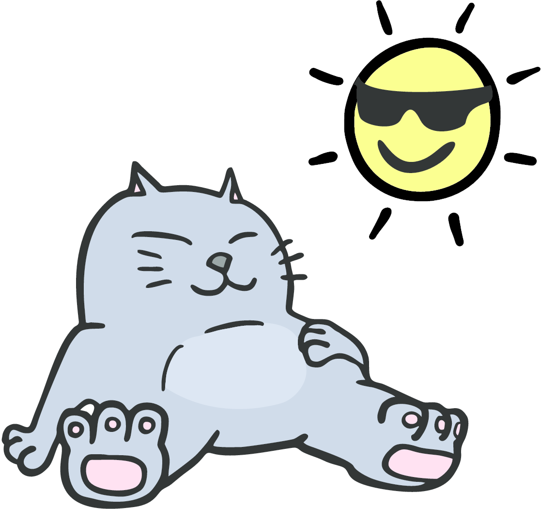 ...File size: 136Kb, Clip art of the cartoon lazy cat and sun picture with ...