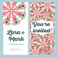 Invitation to the wedding ethnic ornament pink color