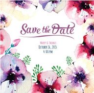 Vector invitation card with watercolor elements Wedding collec N2