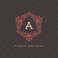 Vintage monogram logo template - flourishes calligraphic frame with letter