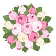 Bouquet of pink and white rose buds Vector illustration