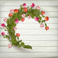 Roses wreath on wooden background EPS 10 N2