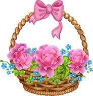 Basket with pink roses