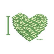 I love money Symbol of heart dollars