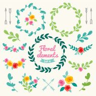 Set of vintage floral design elements N2