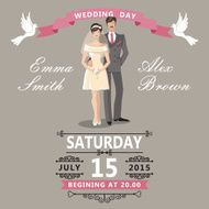 Cute cartoon bride and groom Wedding invitation N6