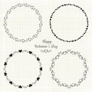 Set of circle cute frames for the St Valentines Day