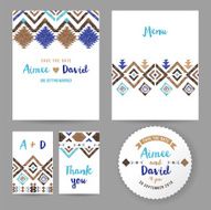 Wedding cards with tribal ornaments