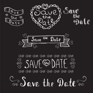 Save the date Wedding invitation Hand drawn romantic set Vint N2