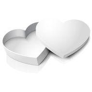 Vector realistic blank opened heart shape box with cap isolated N2