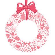 Vector Wedding wreath of flat icons set Pink silhouette N2