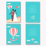 wedding collection with bride groom balloons and romantic decorative elements