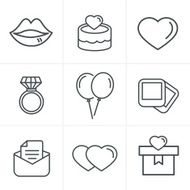 Line Icons Style Wedding Set Vector Design