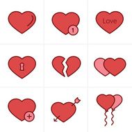 Icons Style hearts Set Vector Design N2