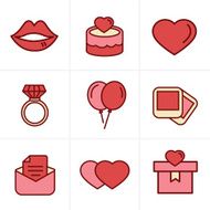 Icons Style Wedding Set Vector Design