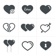 hearts Icons Set Vector Design N2