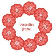 Wreath of Red Flowers floral round frame vector illustration