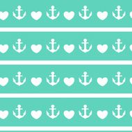 white anchor and heart seamless pattern N2