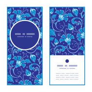 Vector dark blue turkish floral vertical round frame pattern invitation