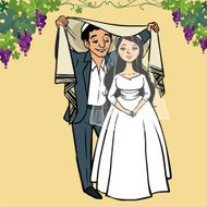 jewish newlyweds vector illustration